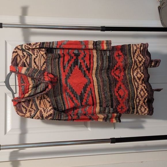 Orange & peach long hooded cardigan - Picture 4 of 5